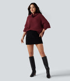 Pull col montant manches longues