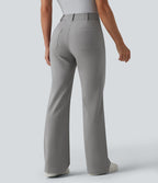 Pantalon tailleur évasé taille haute avec poches