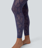Legging de yoga 7/8 Softlyzero™ taille haute avec dentelle contrastée et poches latérales-UPF50+