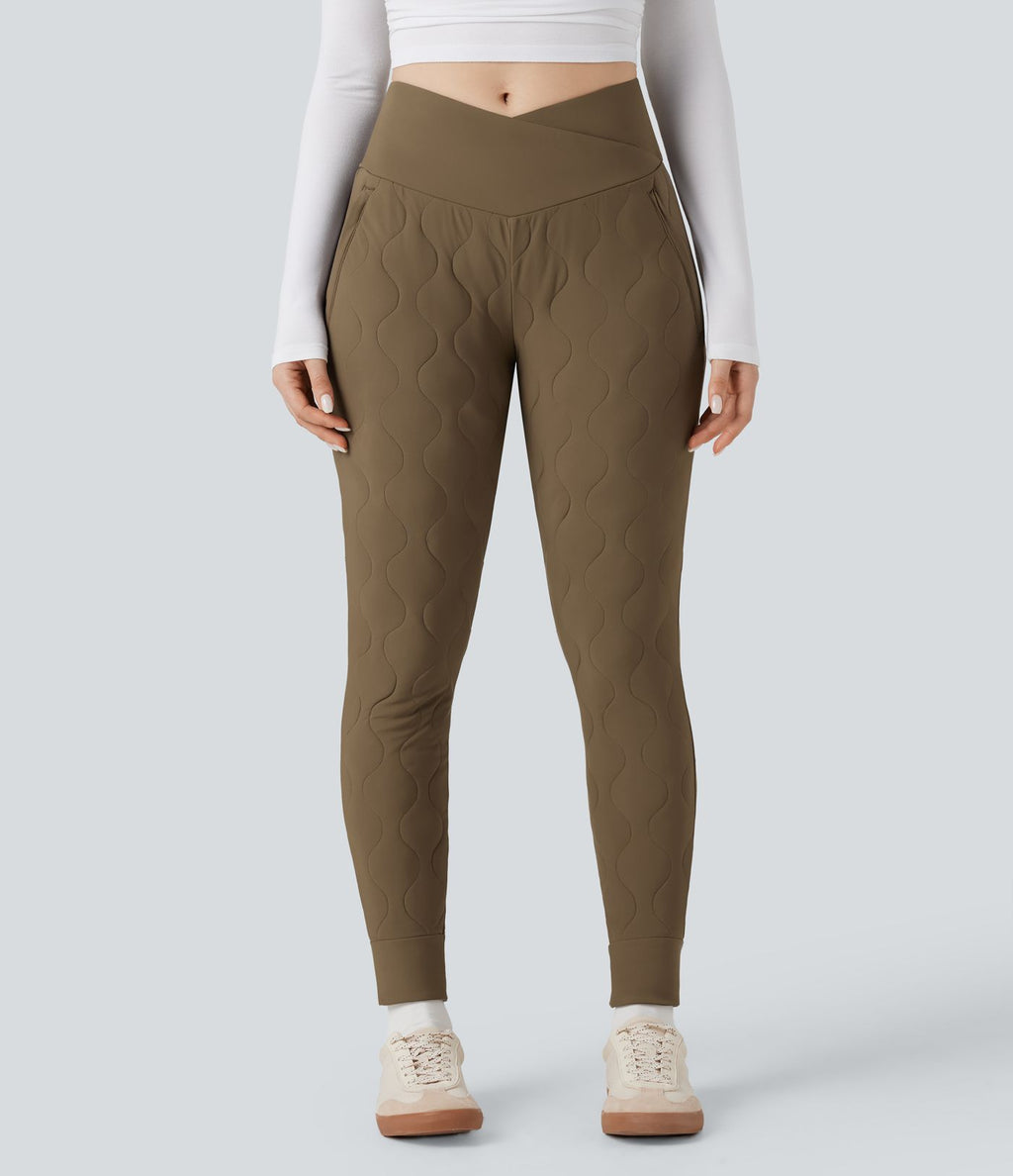 Jogging matelassé casual PuffFlex croisé taille haute avec poches