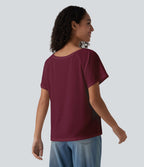 T-shirt casual col V manches raglan courtes coupe ample