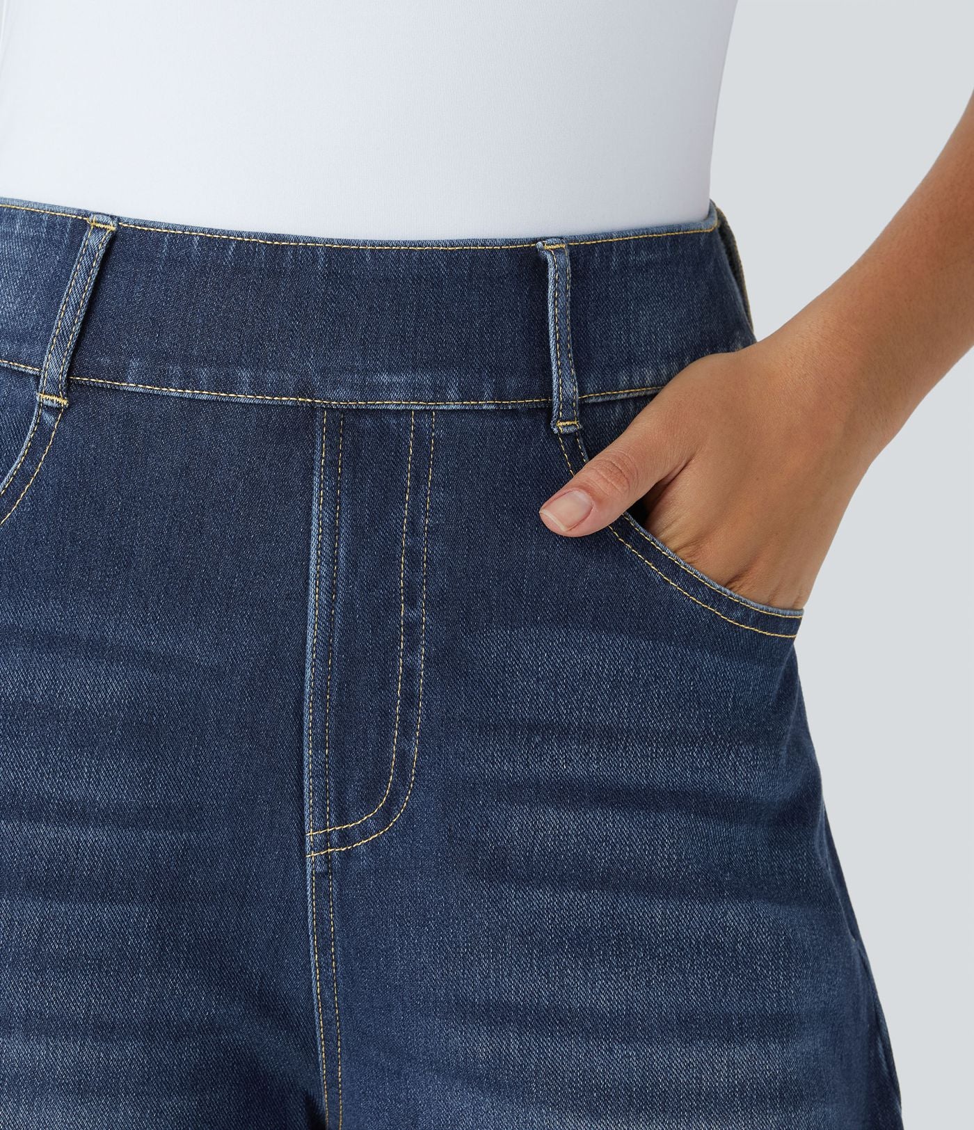 Jean Barrel 7/8 décontracté taille mi-haute avec poches Halara Flex™