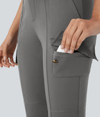 Pantalon cargo pedal pusher ajusté uni taille haute DayStretch avec poches zippées