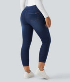 Halara Flex™ Denim Heat Legging denim casual 7/8 taille haute avec poches