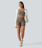 Short cycliste de yoga gainant côtelé taille haute UltraSculpt™ 12,5 cm avec poches