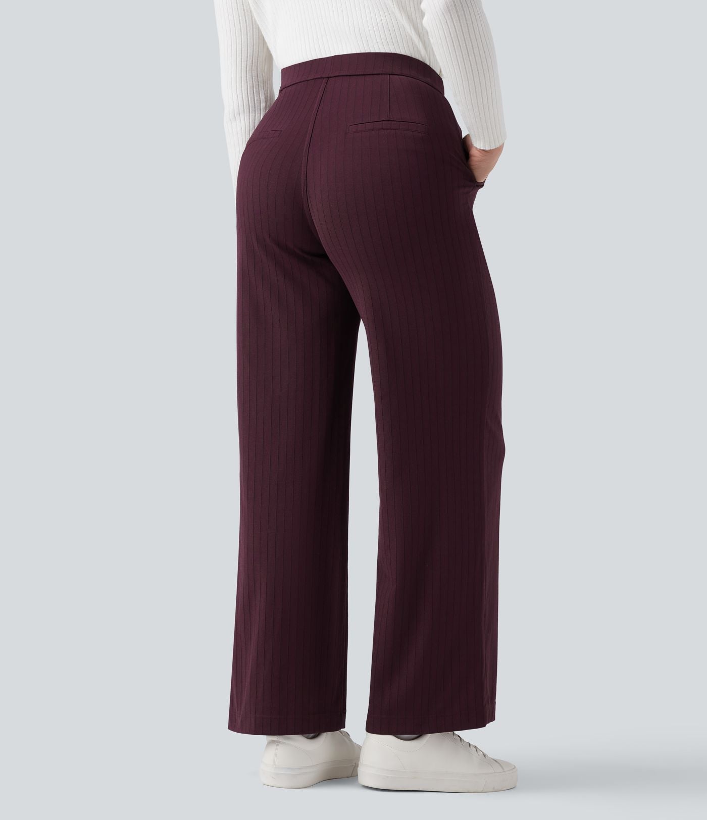 Pantalon Halara Flex™ tailleur droit taille haute rayé effet frais InstantCool avec poches