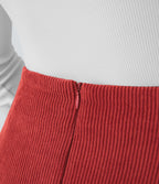 Mini-Jupe Casual en Velours Côtelé 2 en 1 Fermeture Éclair Invisible Taille Haute