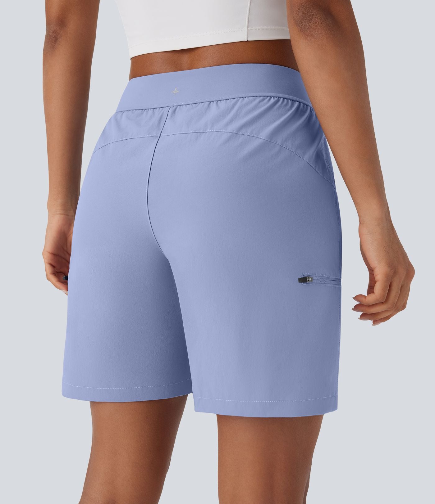 Short de randonnée à taille moyenne avec cordon de serrage et poches multiples à fermeture éclair, résistant à l'eau et à l'usure