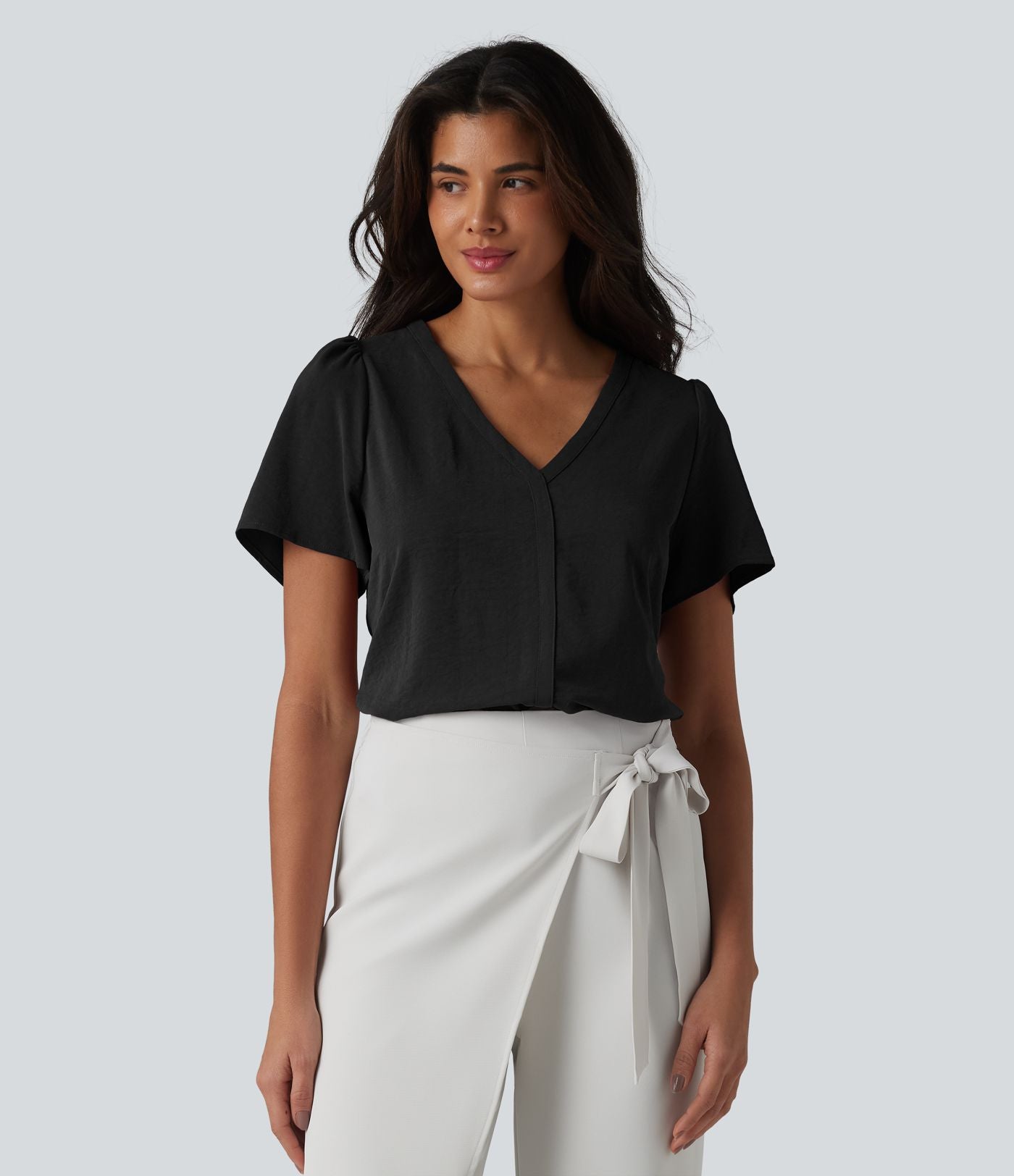 Haut tailleur col V manches courtes
