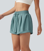 Short de running baggy 2-en-1 taille mi-haute avec cordon ajustable et poche