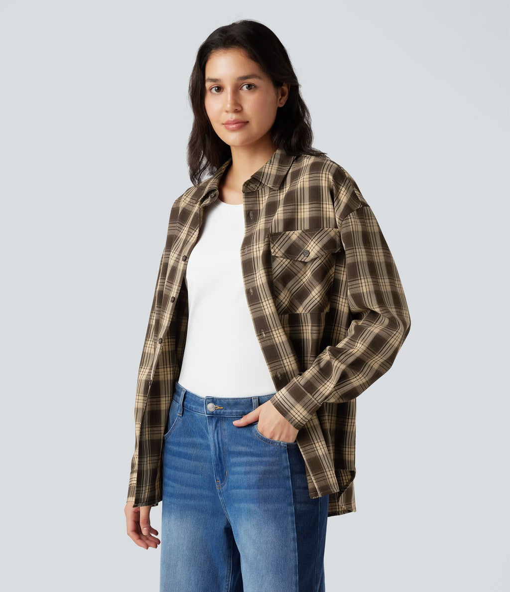 Chemise à carreaux coupe décontractée avec poche