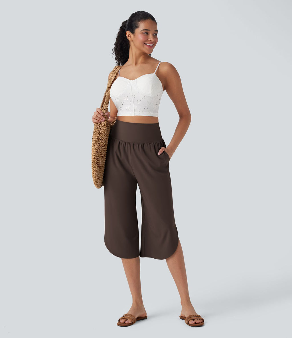 Pantalon corsaire gainant taille haute à ourlet asymétrique et séchage rapide avec poches Breezeful™