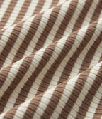 Top casual côtelé à rayures épaules dénudées manches longues avec soutien-gorge intégré
