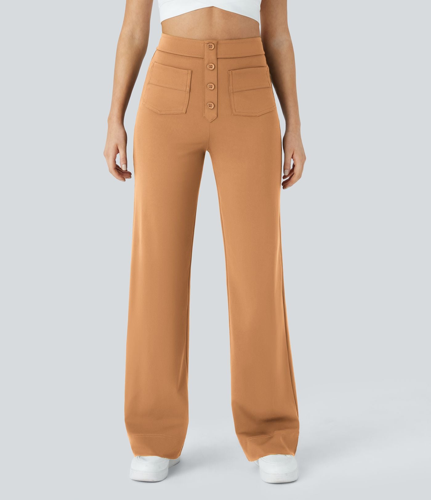 Pantalon taille haute coupe droite DayStretch avec poches