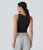 Débardeur de yoga crop top côtelé extensible respectueux de la peau