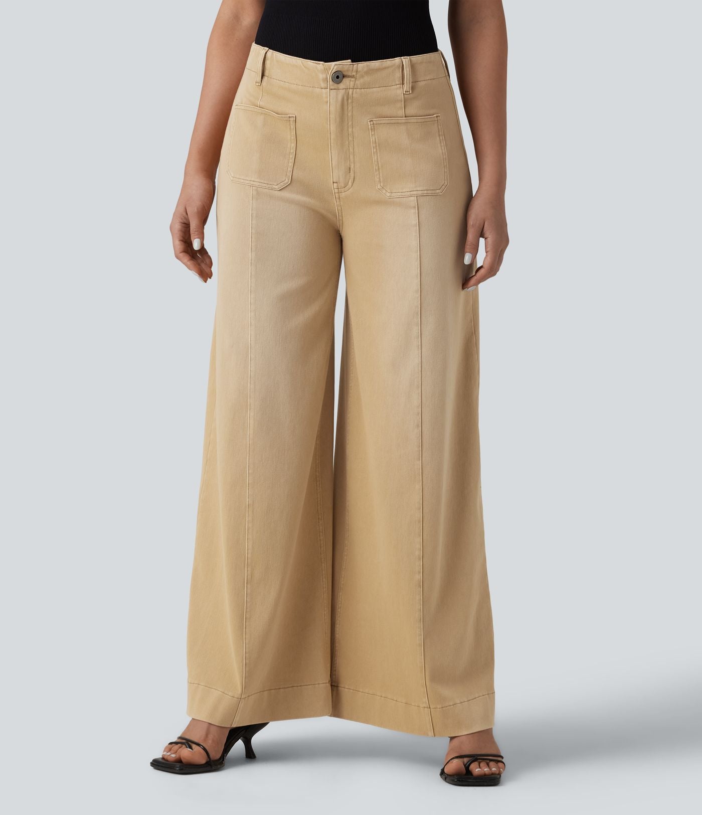 Jean large Halara Flex™ décontracté coloré, taille haute, avec poches