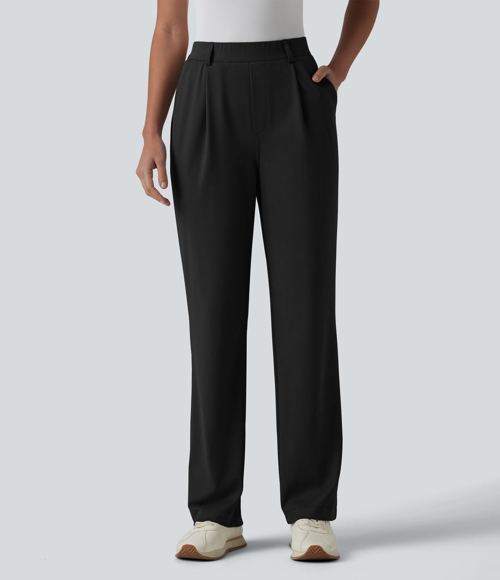 Pantalon de golf droit taille haute séchage rapide avec poches – UPF 40+