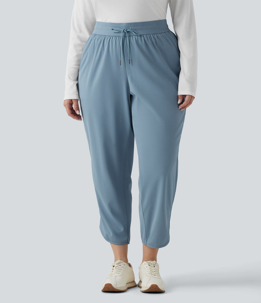 Pantalon golf grande taille fuselé taille mi-haute avec cordon de serrage, ourlet arrondi, séchage rapide et poches - UPF40+
