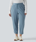 Pantalon golf grande taille fuselé taille mi-haute avec cordon de serrage, ourlet arrondi, séchage rapide et poches - UPF40+