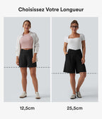 Short ample tailleur mi-taille asymétrique en tissu gaufré 12,5 cm avec poches