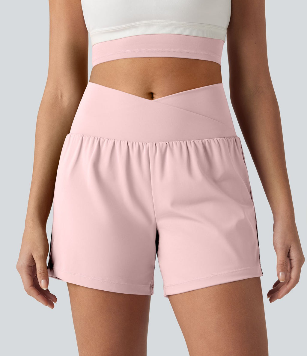 Short de yoga SoftlyZero™ Airy croisé taille haute 2-en-1 effet frais InstantCool 12,5 cm avec poches