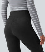 Legging casual taille haute en daim avec poches