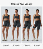 Short cycliste de yoga taille haute à rayures avec cordon de serrage 7,5 cm et poches