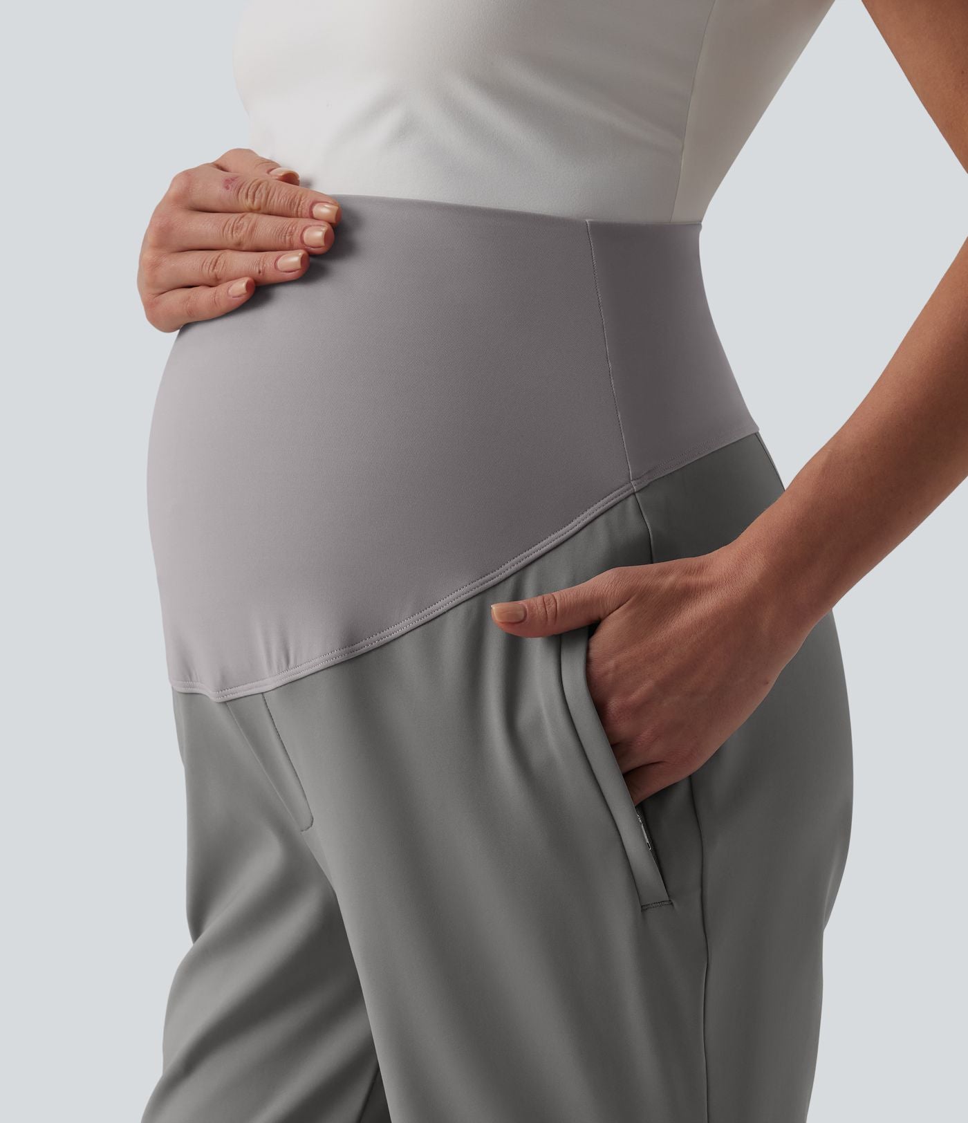 Halara Flex™ DayStretch Pantalon tailleur maternité évasé taille très haute avec poches zippées