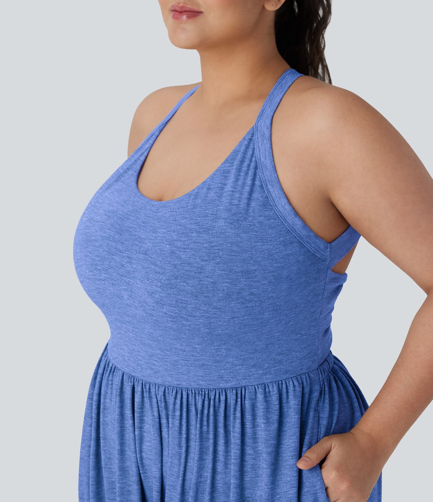 Combinaison sarouel dos nu torsadée grande taille avec poche latérale - Édition facile à enfiler