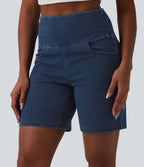 Short en jean Halara Flex™ casual gainant taille haute 17,5 cm avec poches