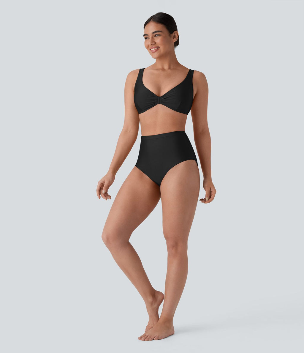 Bas de maillot de bain bikini taille haute gainant avec brillance