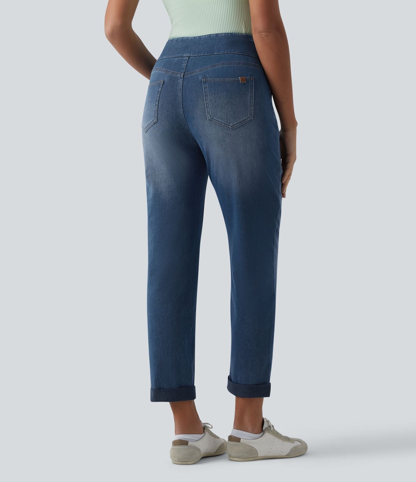 Halara Flex™ Jean 7/8 casual taille haute ventre plat à ourlet retroussé, avec poches