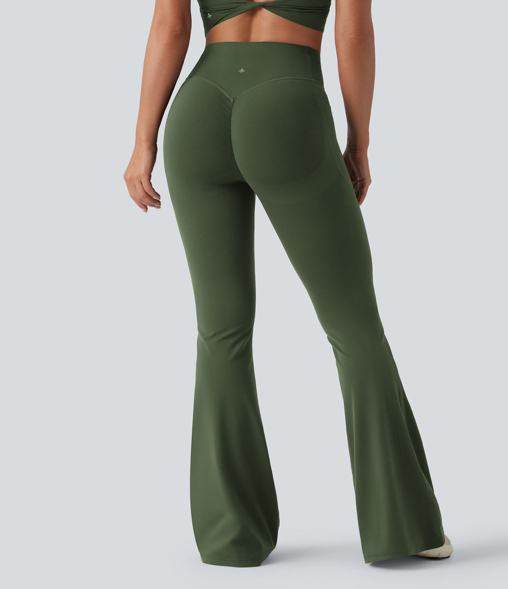 Halara UltraSculpt™ Legging yoga évasé gainant push-up taille haute à fronces avec poches
