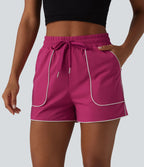 Short de sport taille haute cordon de serrage séchage rapide effet frais InstantCool 7,5 cm avec poches, protection solaire UPF40+