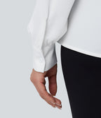 Chemise de travail décontractée col V manches longues avec boutonnage