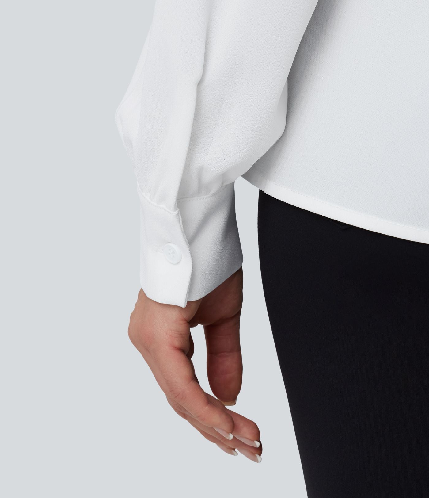 Chemise de travail décontractée col V manches longues avec boutonnage