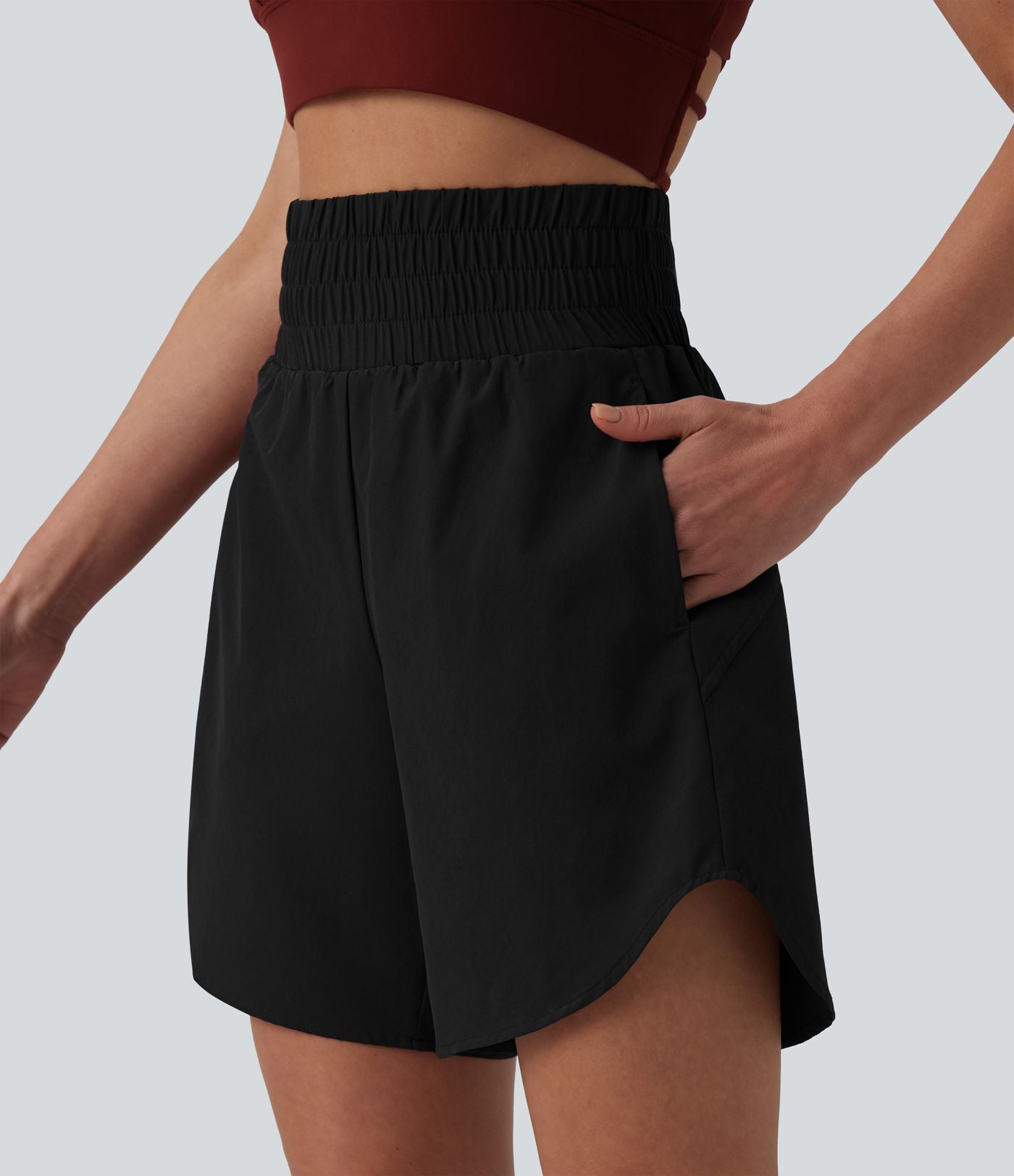 Breezeful™ Short running 2-en-1 séchage rapide taille haute à ourlet arrondi 17,5 cm avec poches