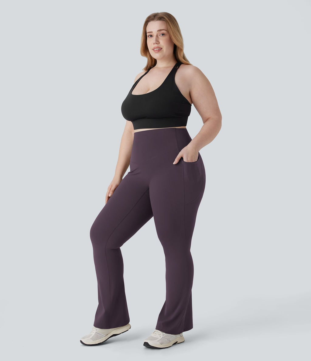 Pantalon de yoga à coupe bootcut gainant taille haute grande taille avec poches Halara UltraSculpt™