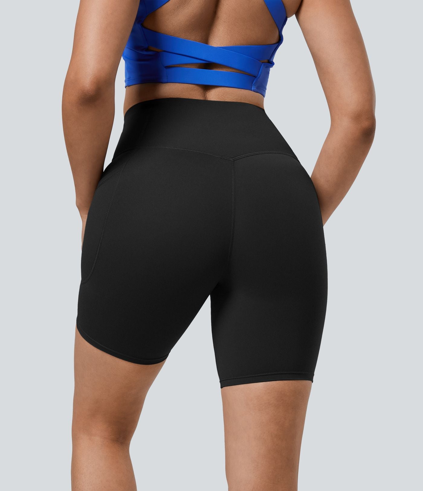 Short cycliste 17,5 cm d'entraînement gainant taille haute avec poches Halara UltraSculpt™