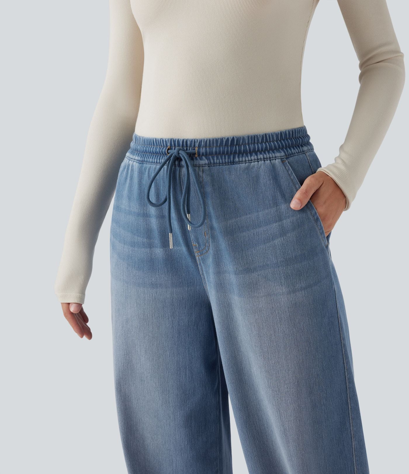 Jean décontracté Halara Flex™ taille mi-haute avec cordon de serrage et pochesns