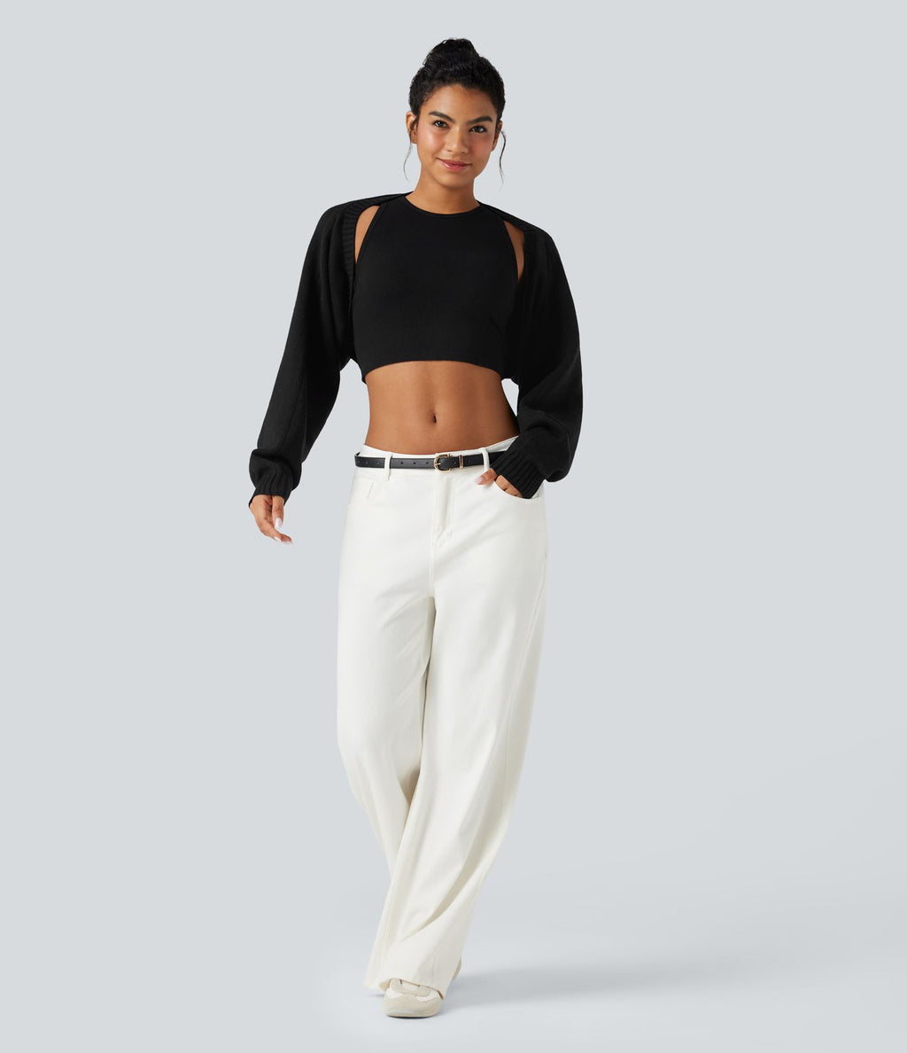 Boléro pull manches raglan longues coupe décontractée