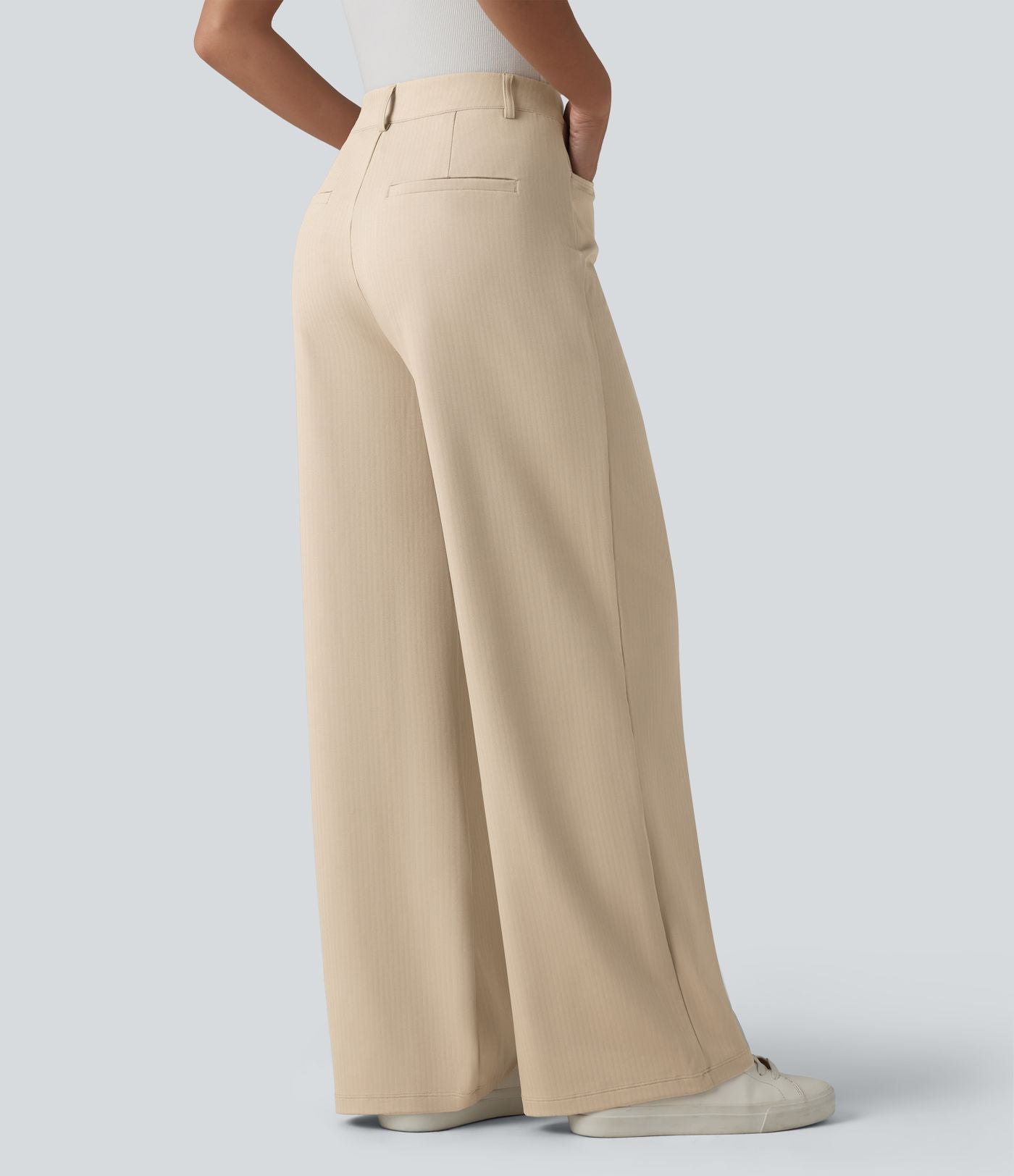 Halara Flex™ Pantalon tailleur droit taille haute à chevrons avec poches