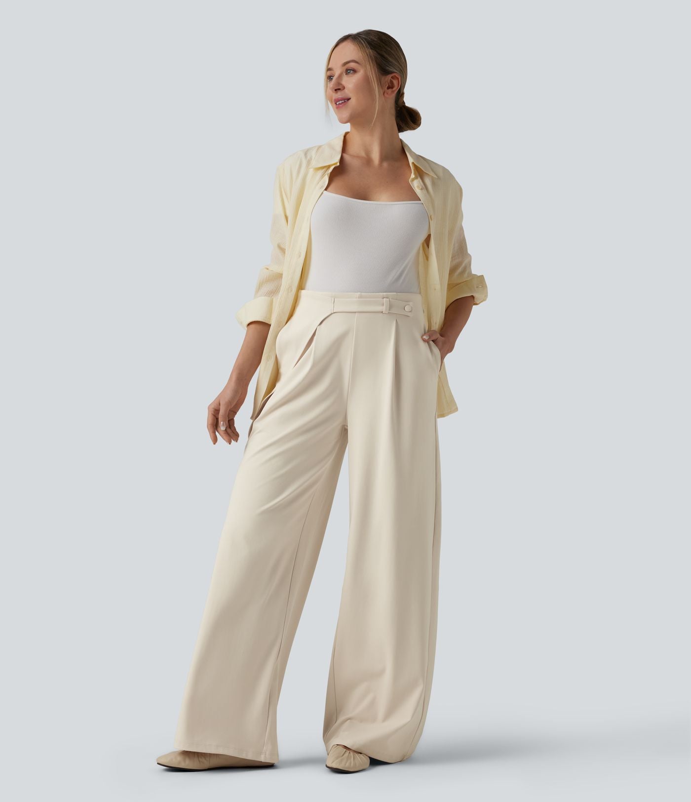 Pantalon tailleur large Halara Flex™ DayStretch taille haute avec poches