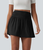 Jupe casual micro mini 2-en-1 taille haute avec poches