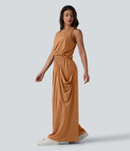 Combinaison décontractée à découpe sans manches jambes larges avec poches, édition Easy-Peezy