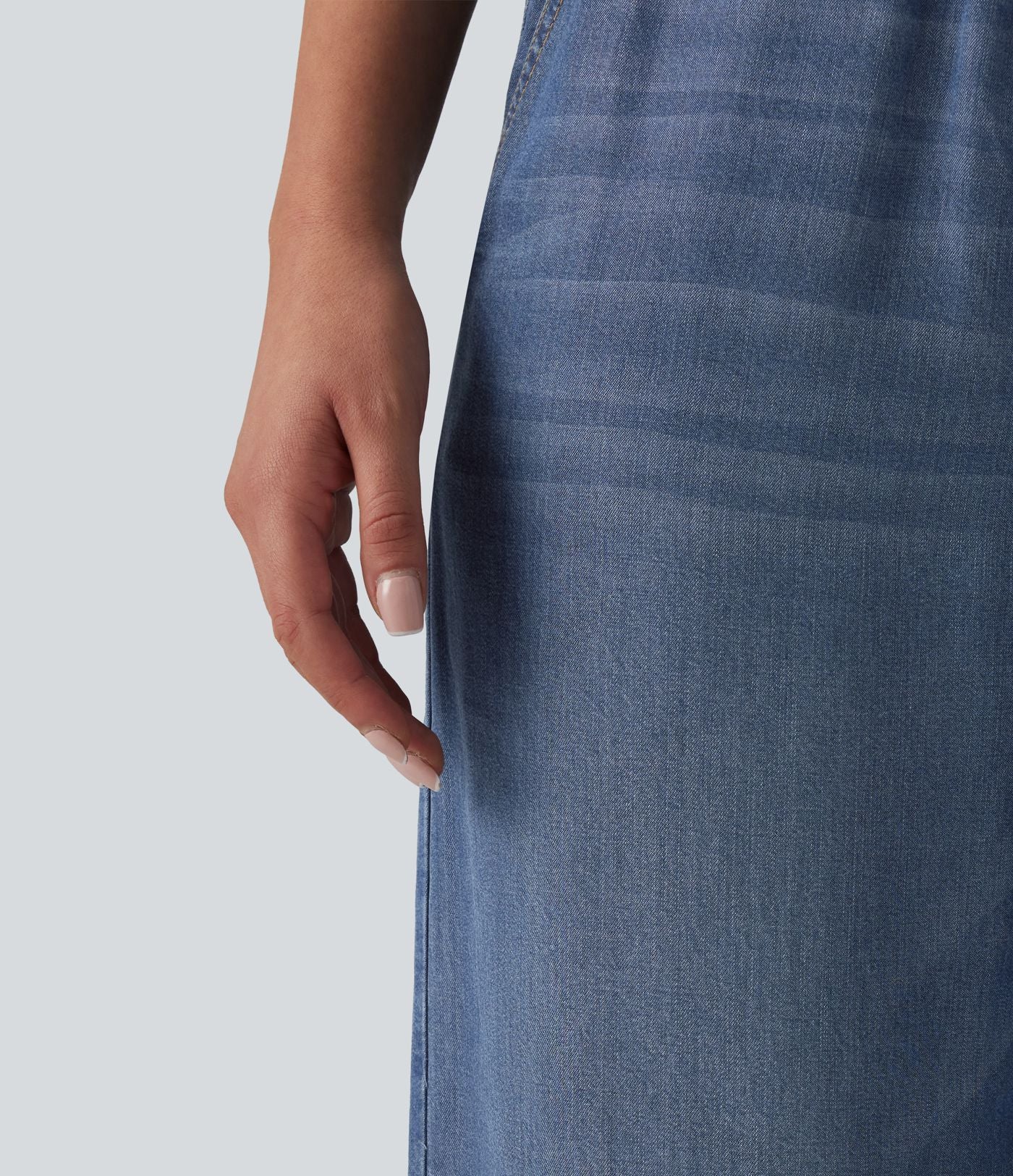 Jean décontracté taille mi-haute en lyocell drapé avec cordon de serrage et poches