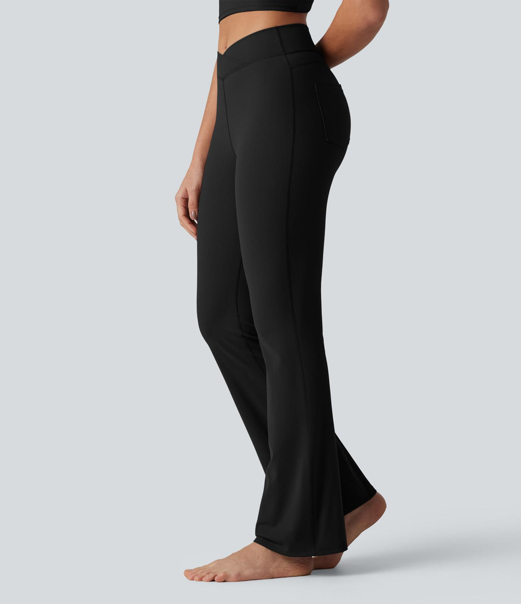 Legging de yoga Halara UltraSculpt™ côtelé, taille haute, évasé croisé, à poches