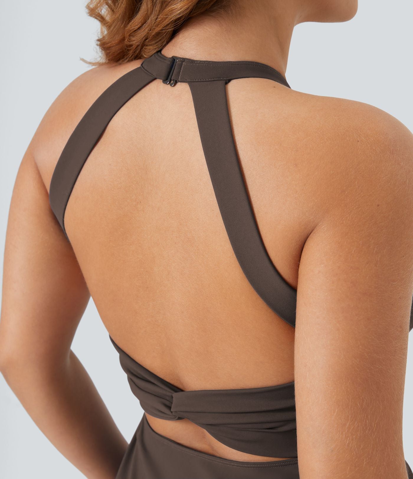 Robe longue de danse évasée à dos ouvert avec torsade grandes tailles et short intégré - Édition Easy Peasy