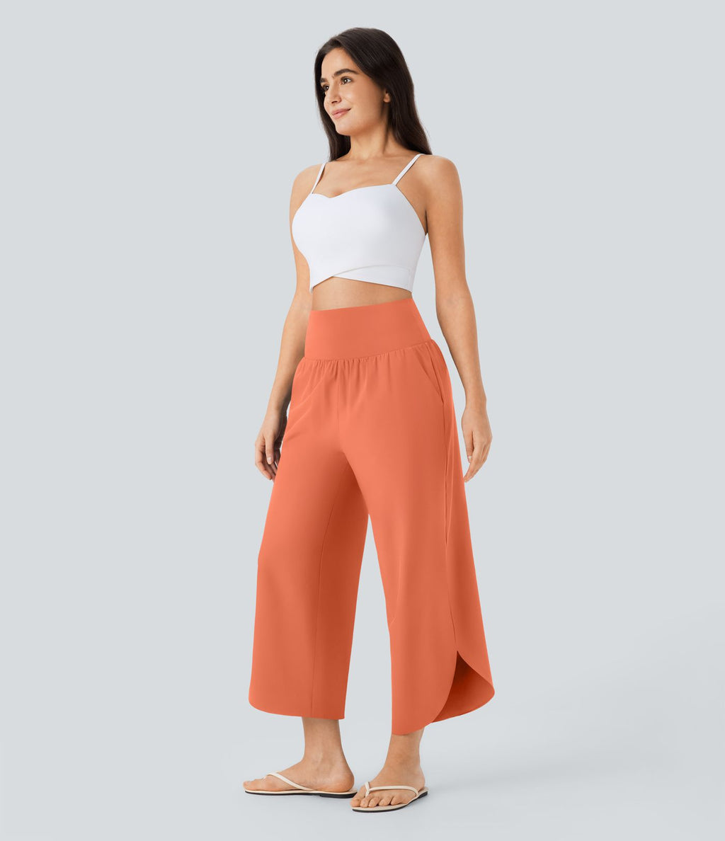 Pantalon fluide resort Breezeful™ à séchage rapide, coupe fendue et effet ventre plat