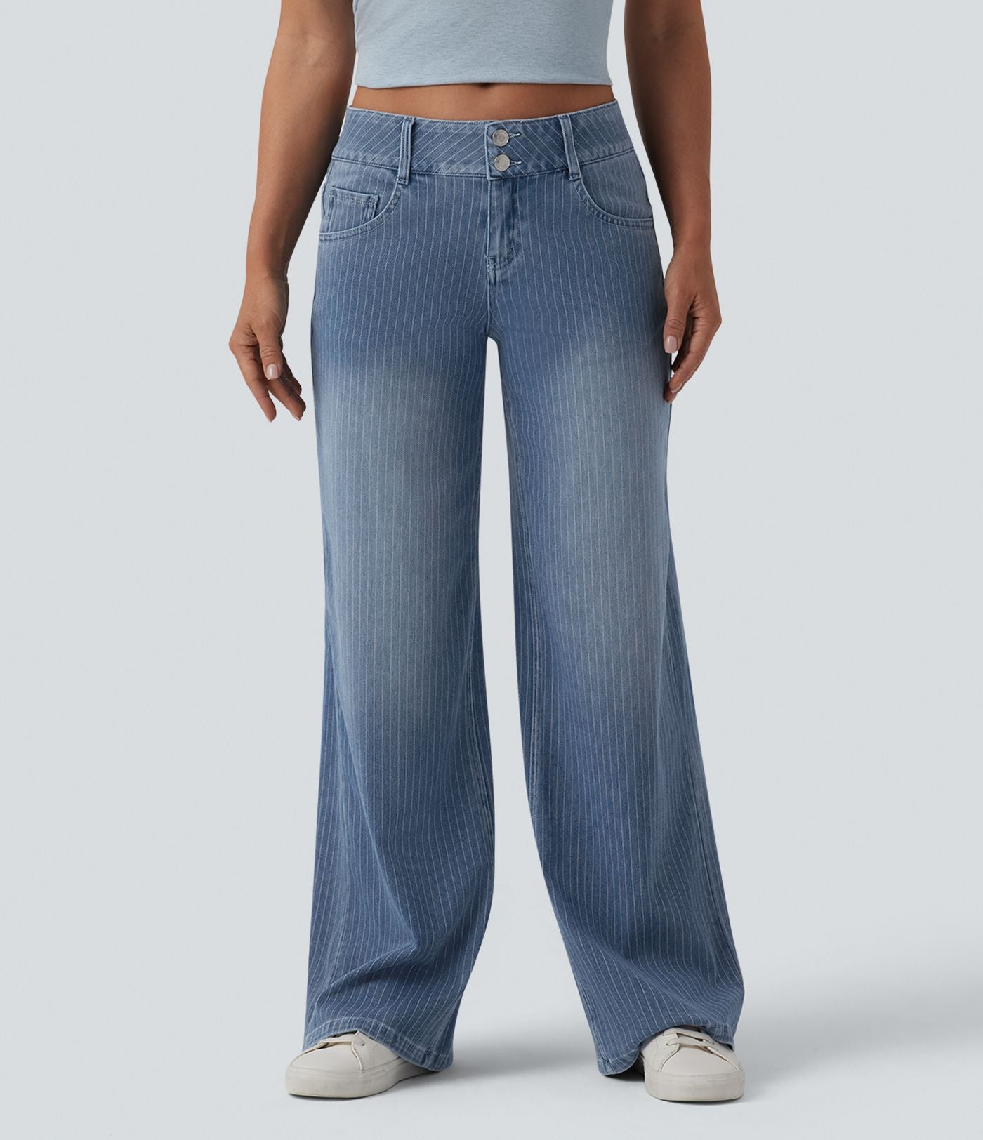Jean large Halara Flex™ casual taille basse à rayures avec poches
